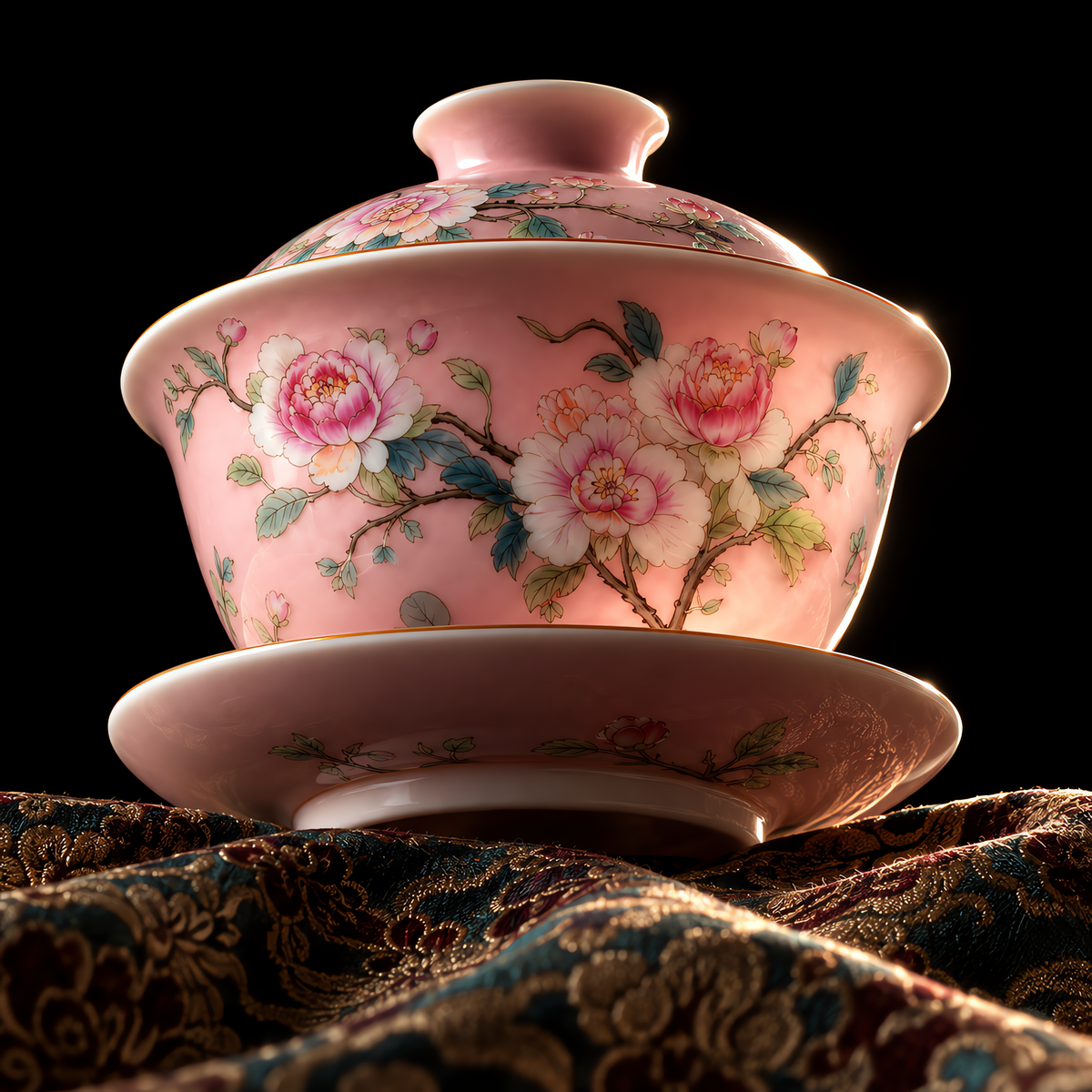 Spring Bloom: Famille Rose Overglaze Flower Gaiwan