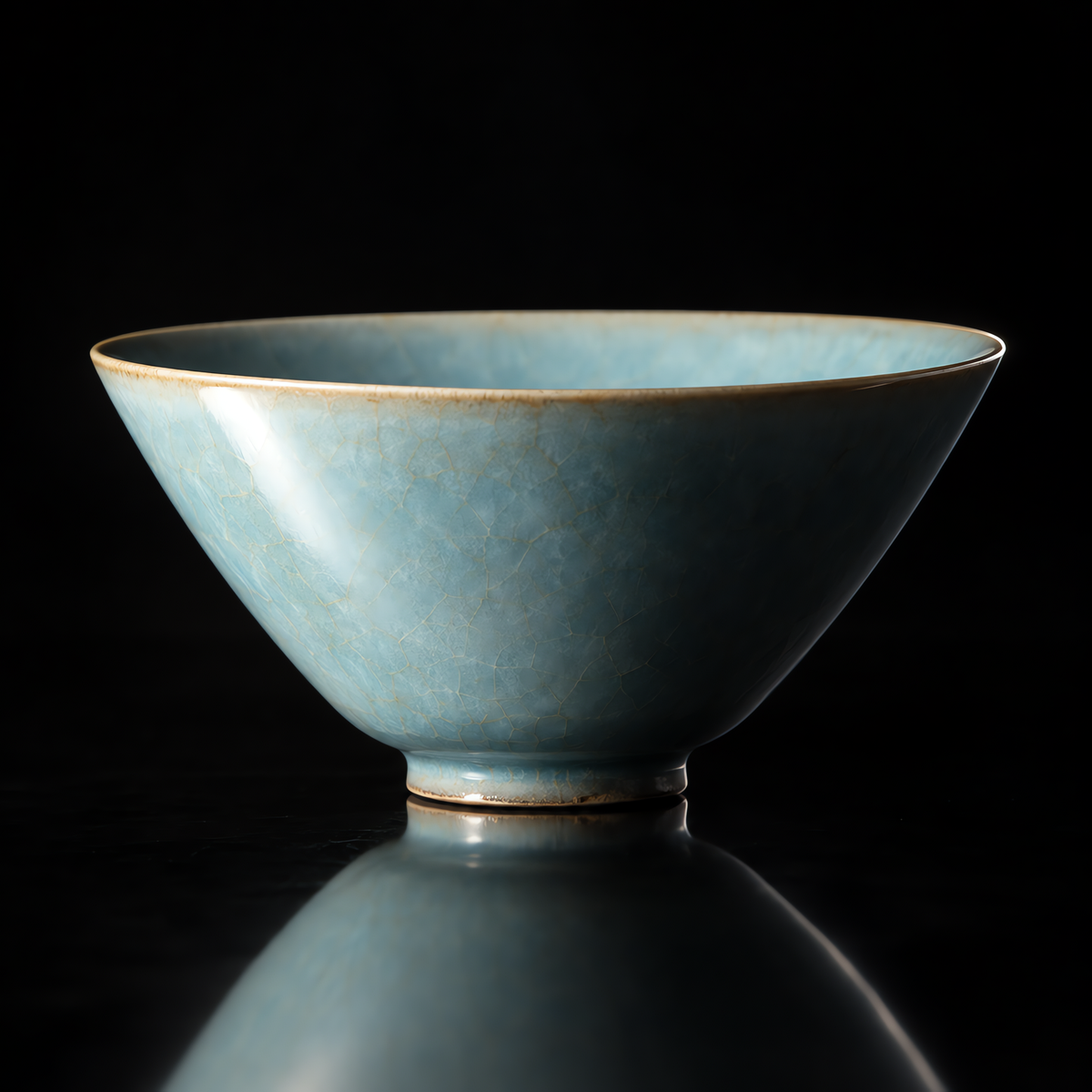 Azure: Ru Ware Celadon Bamboo Hat Bowl