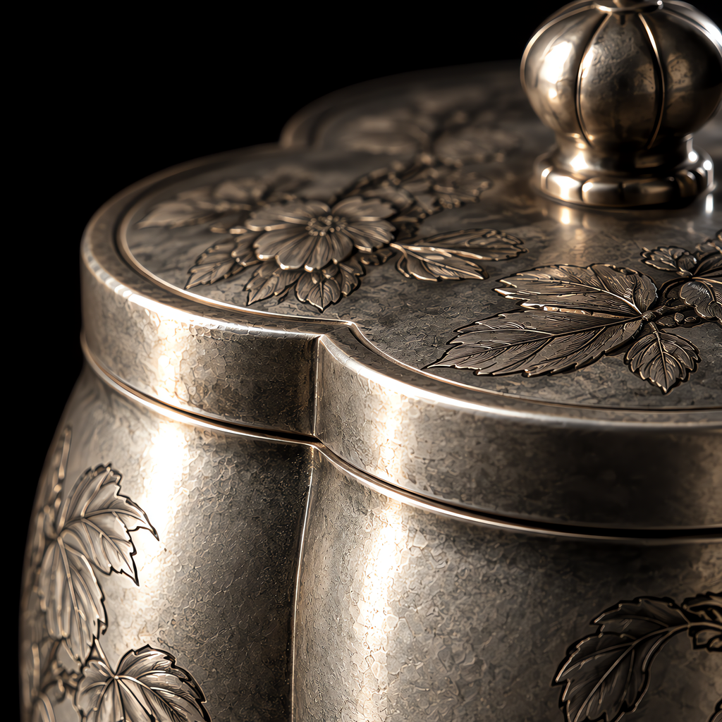 Begonia: Pure Pewter Tea Caddy