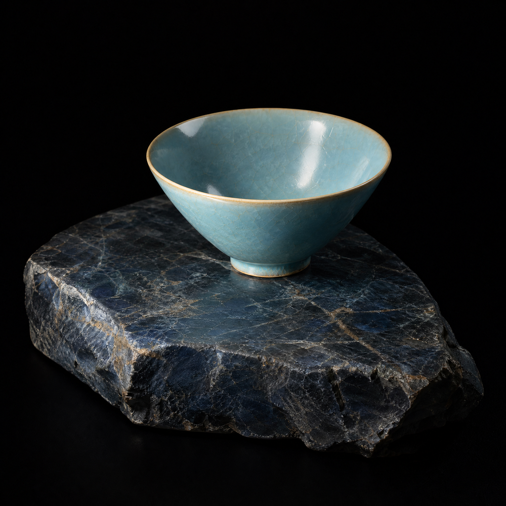 Azure: Ru Ware Celadon Bamboo Hat Bowl