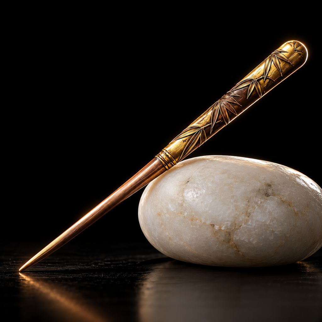 Golden Bamboo: Gilt Bronze Tea Needle