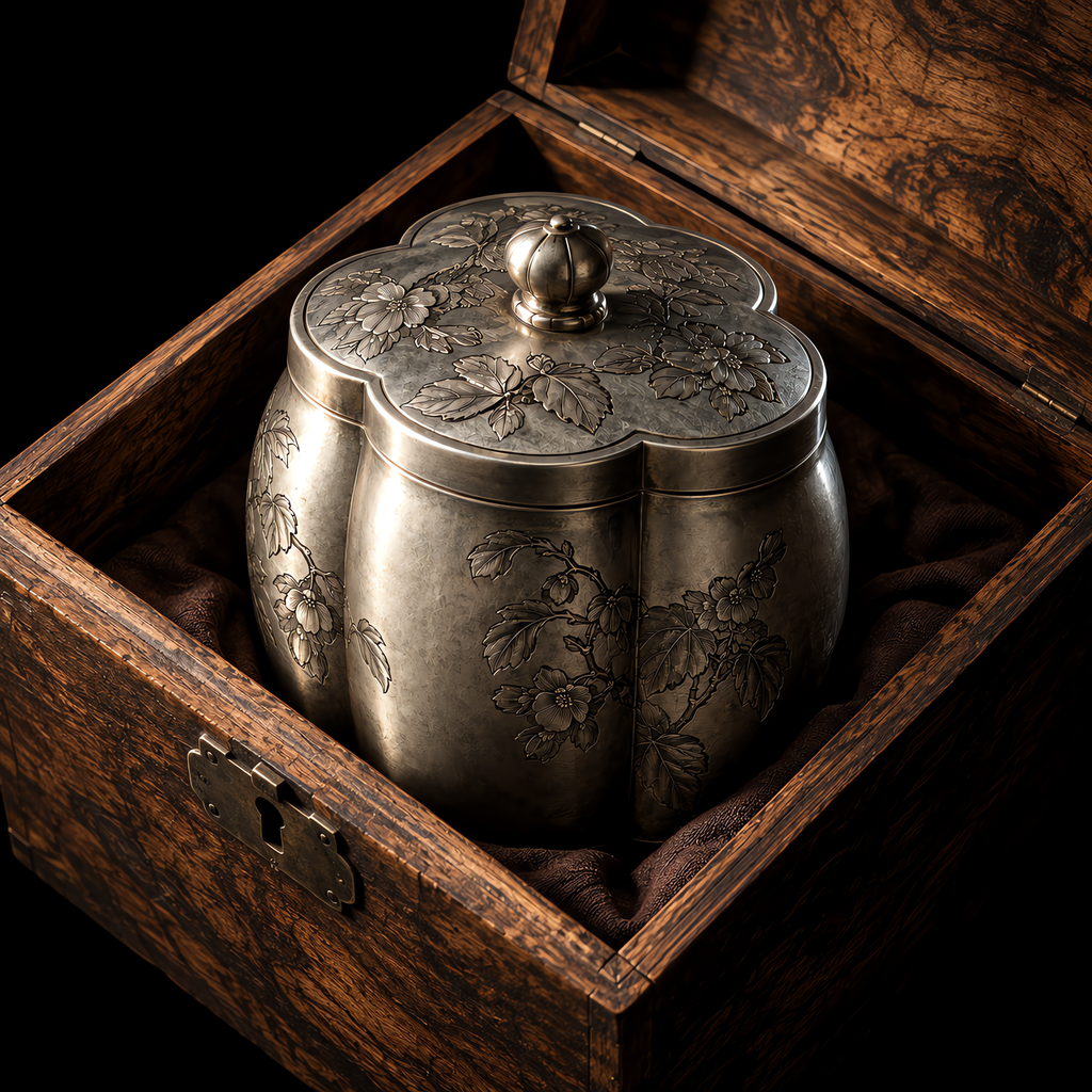 Begonia: Pure Pewter Tea Caddy