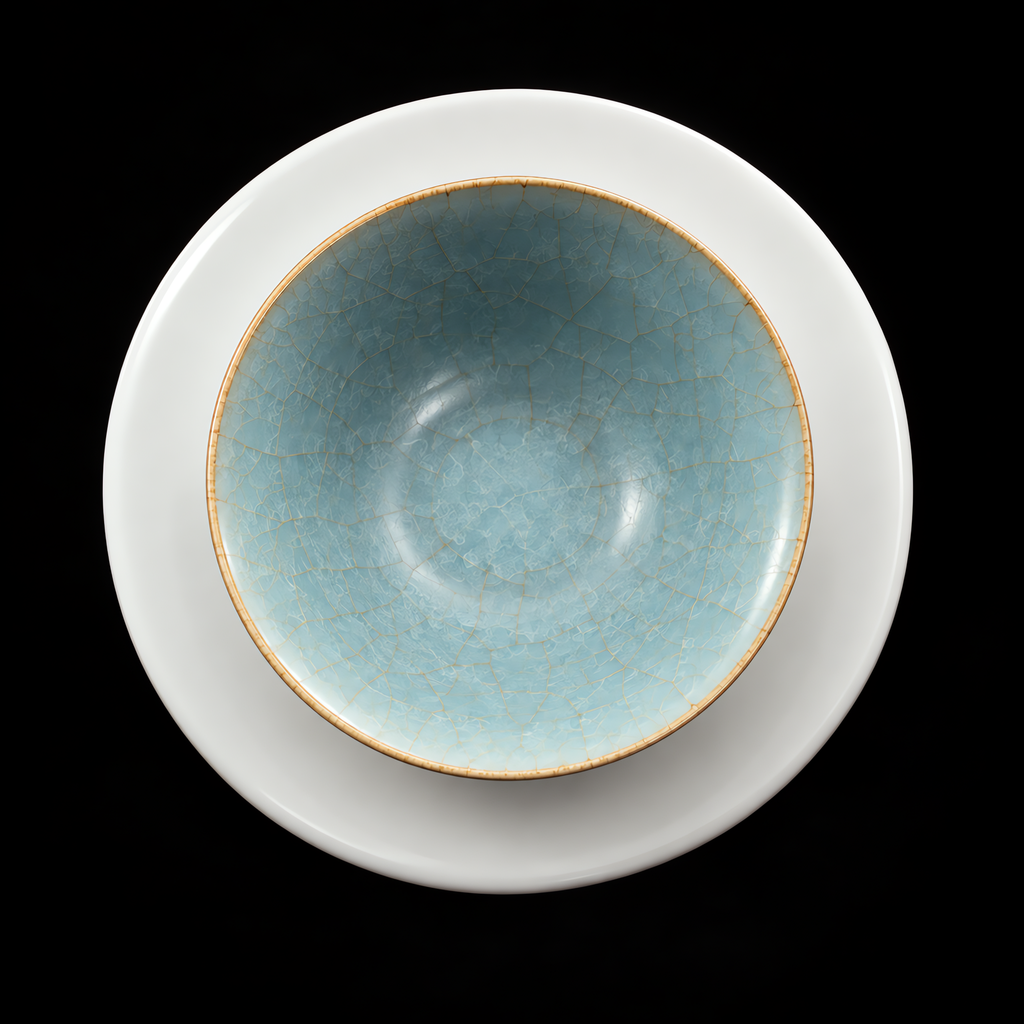 Azure: Ru Ware Celadon Bamboo Hat Bowl