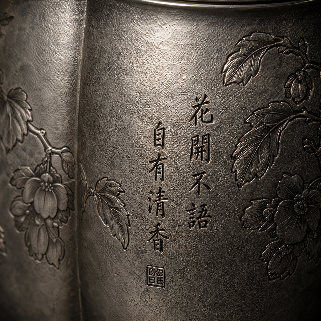 Begonia: Pure Pewter Tea Caddy