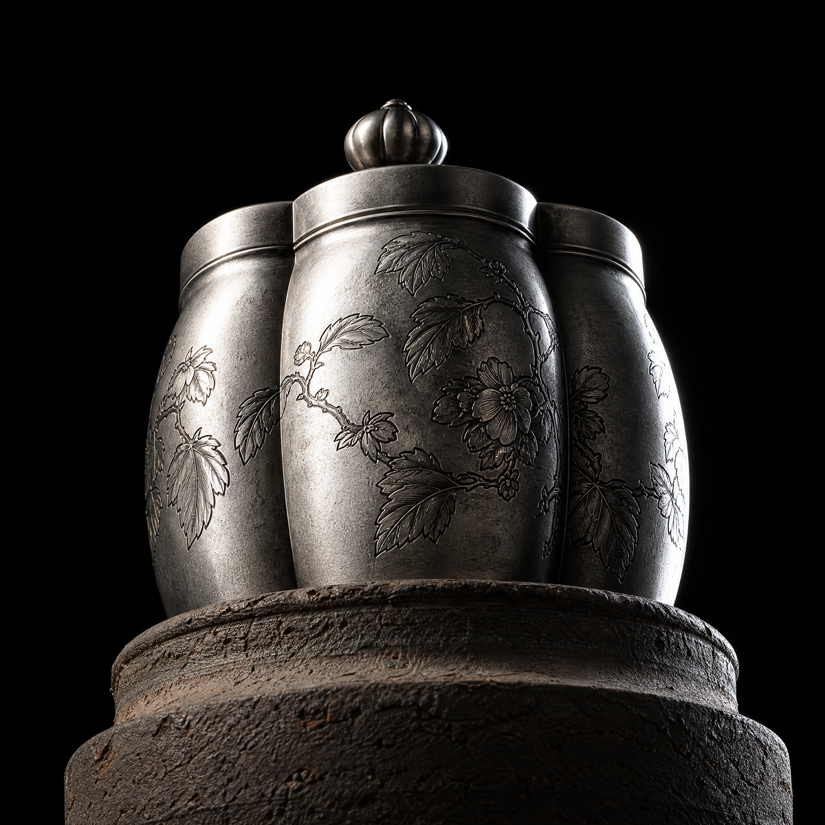 Begonia: Pure Pewter Tea Caddy
