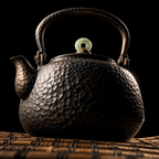 Iron Veil: Hand-Forged Iron Kettle with Jade Knob