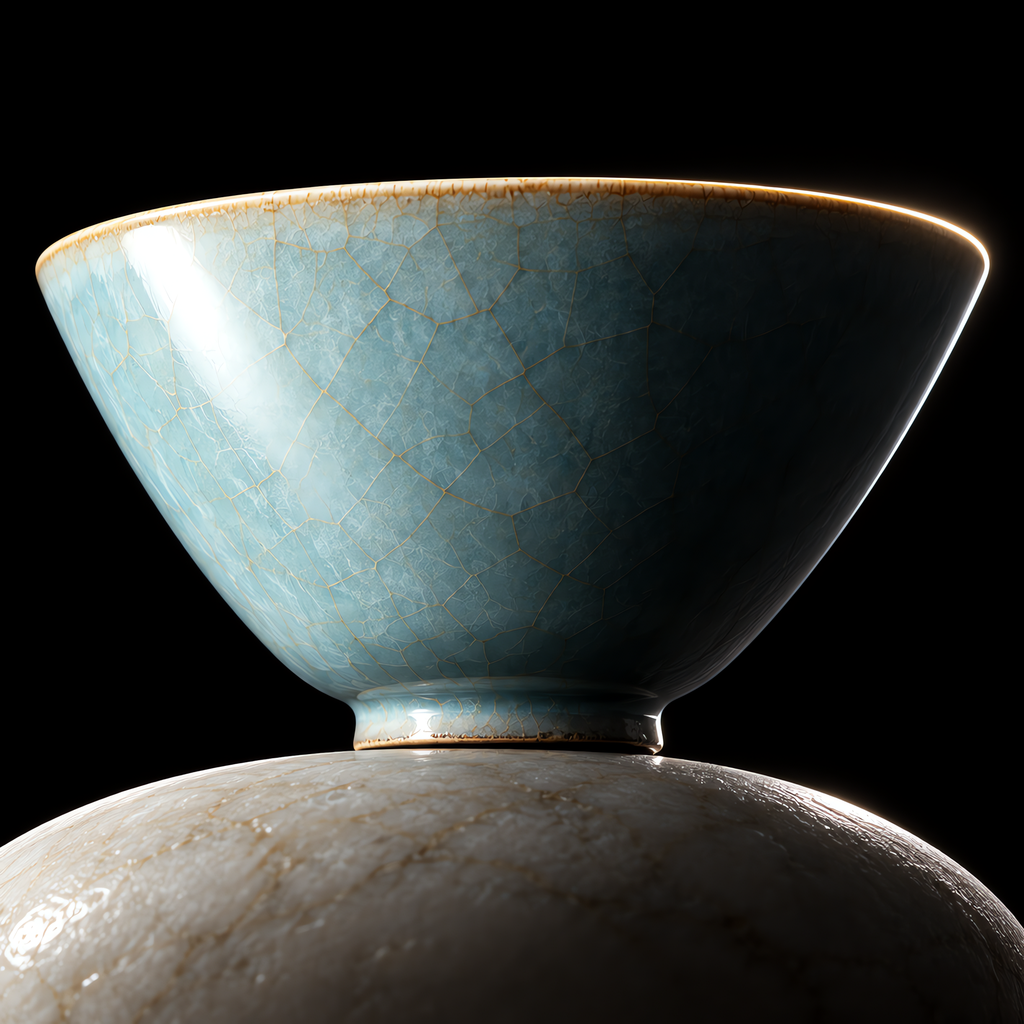 Azure: Ru Ware Celadon Bamboo Hat Bowl
